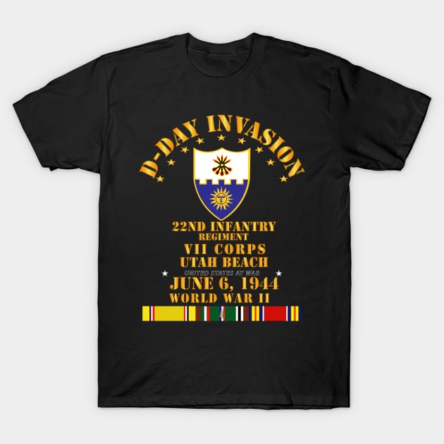 22nd Infantry Regt - VII Corps - D Day w SVC T-Shirt by twix123844